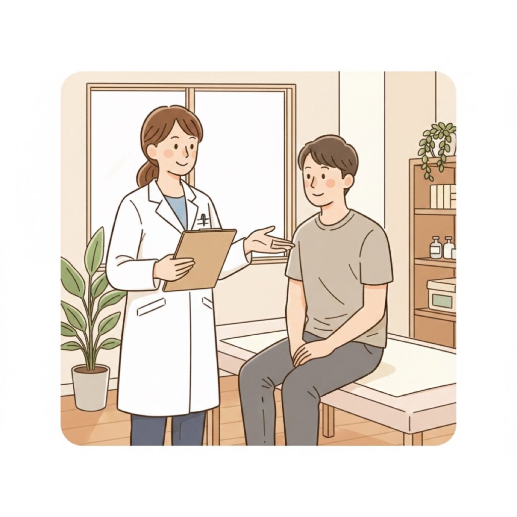 問診を受ける男性患者