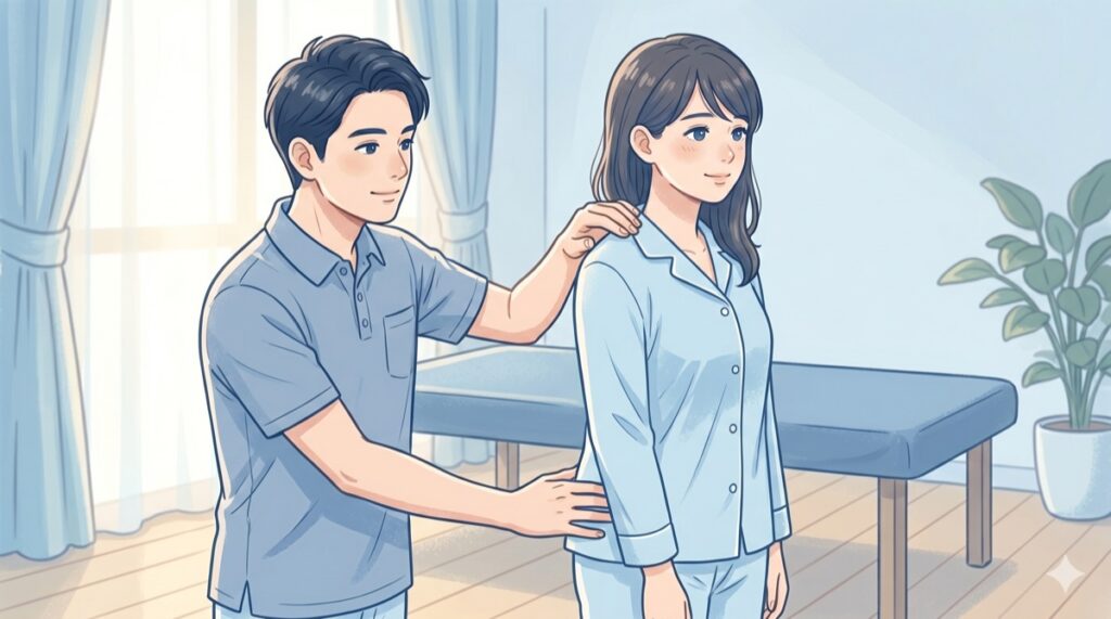 姿勢検査をする施術風景