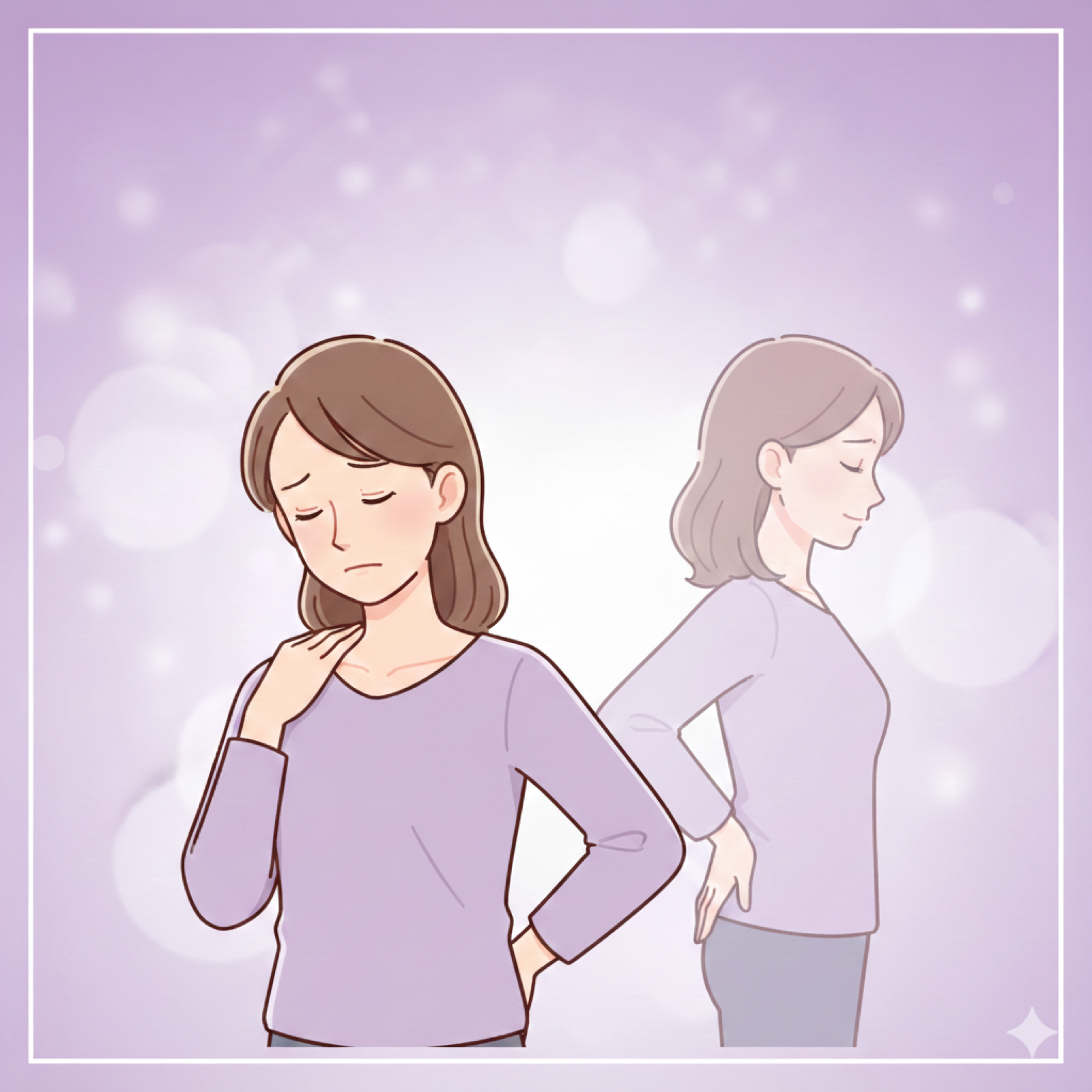 肩こりで悩む女性のイラスト