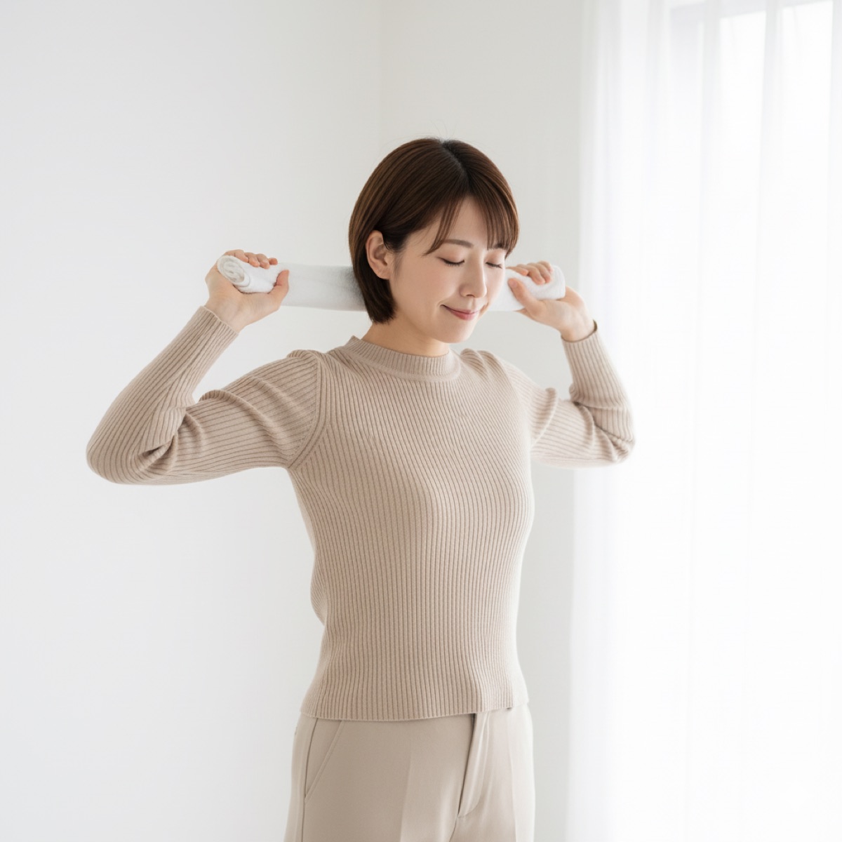 肩や首のつらさを感じる女性