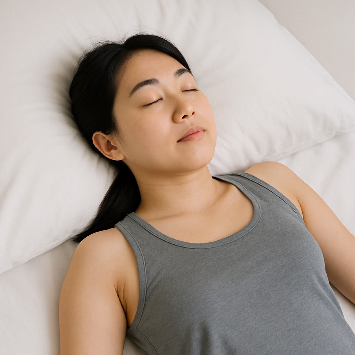 仰向けで眠る女性