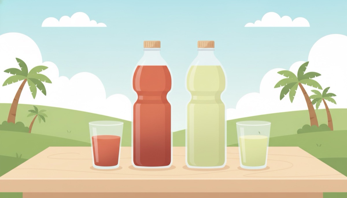 濃さの違う2種類のスポーツドリンクを比較するイラスト