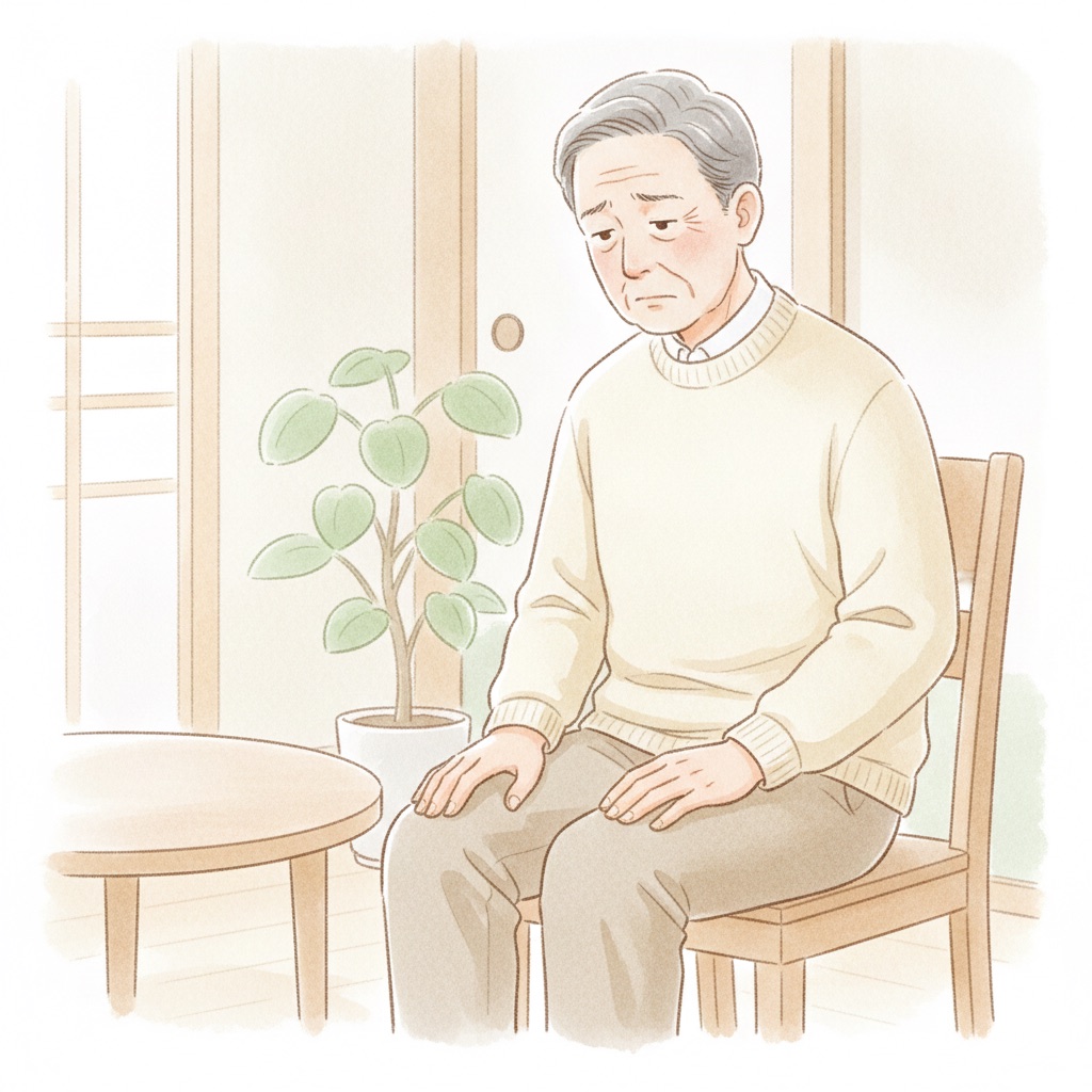 膝の痛みに悩む高齢の男性