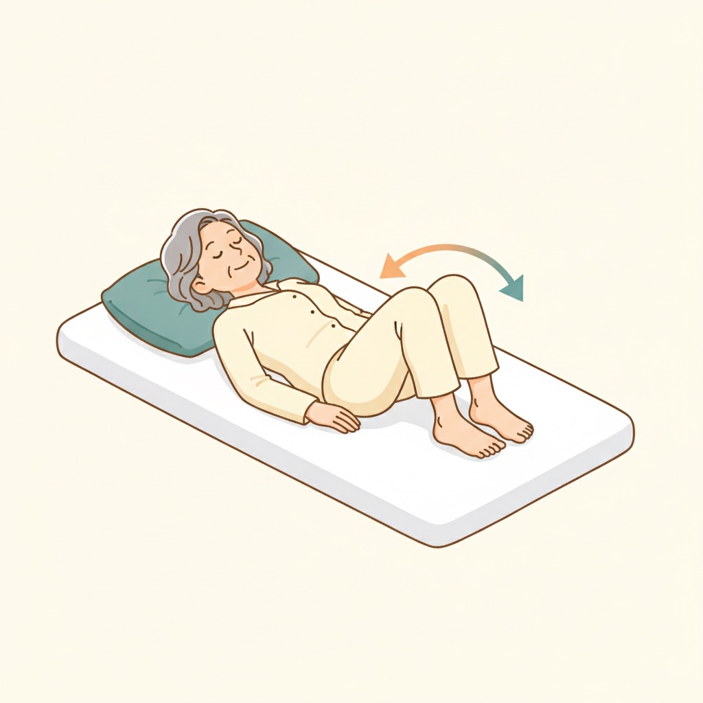 布団の中で仰向けのまま両膝を立て、左右にゆっくり倒す