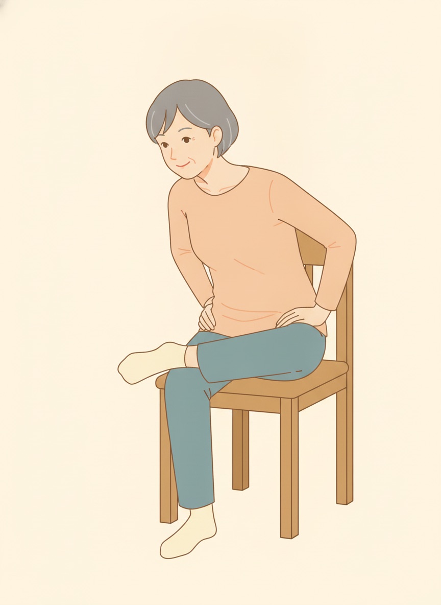 背すじを伸ばしたまま、お辞儀をするように上半身を前に倒す