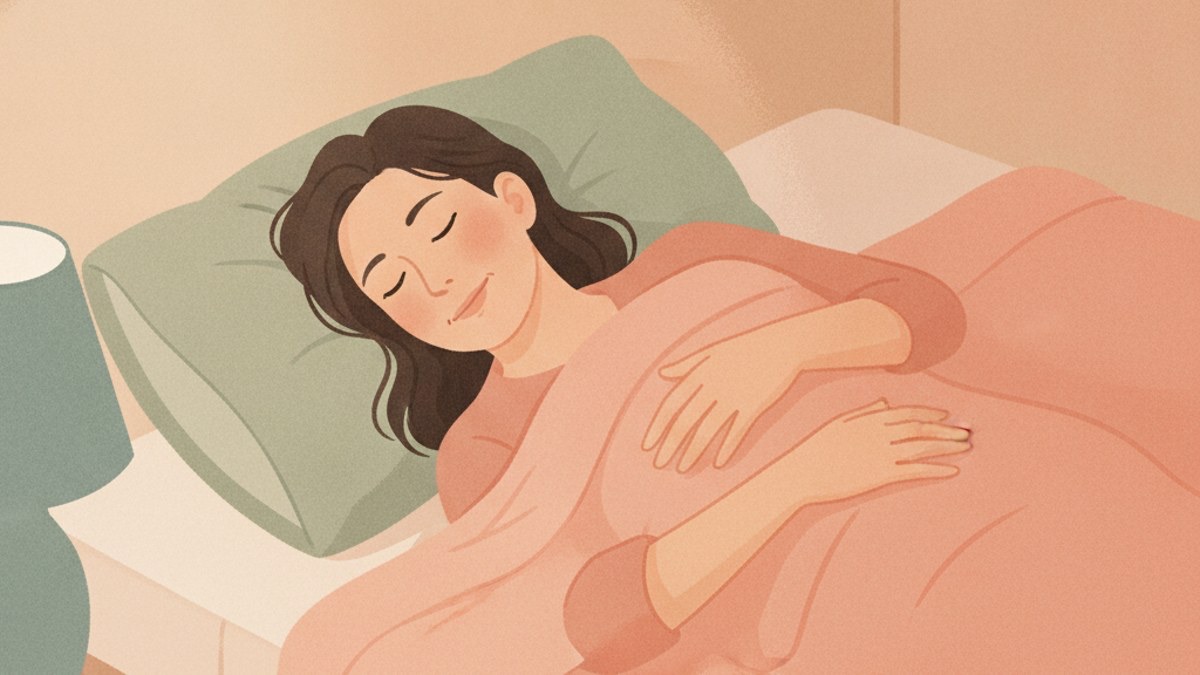 痛む側を上にして横向きに寝る女性