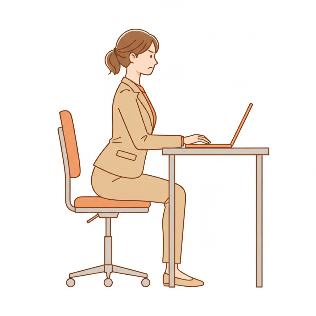 腰を反らして座る女性(横から見た図)